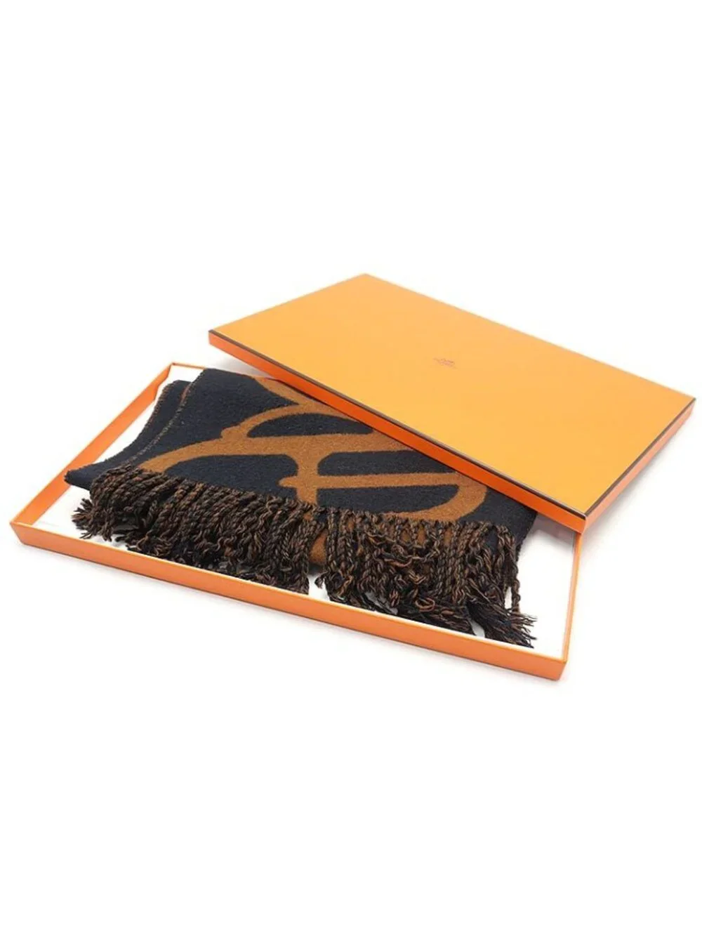 Hermes Book le Camaille Scarf Cashmere Black Brown